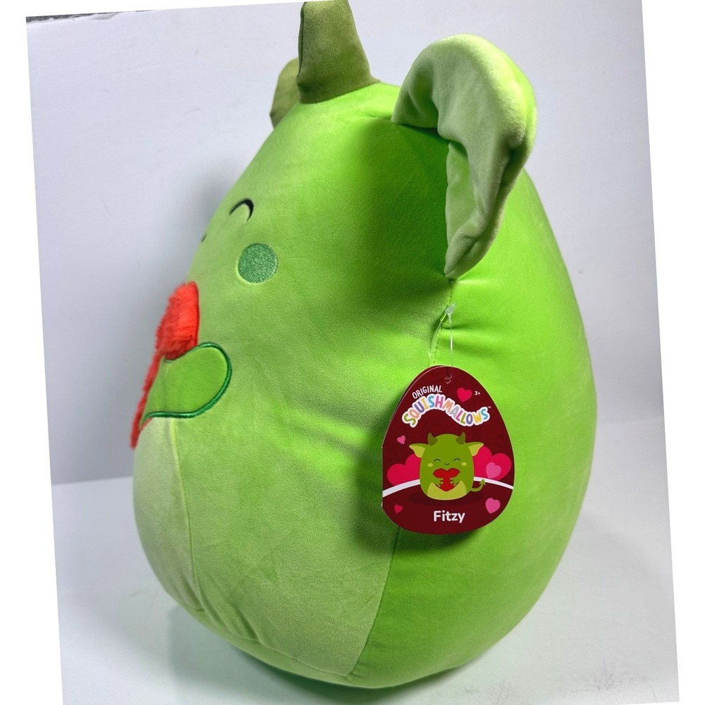 Rare Squishmallow Fitzy Goblin 16" Valentines 2025 NWT Green Fuzzy Heart Plush - Picture 8 of 9